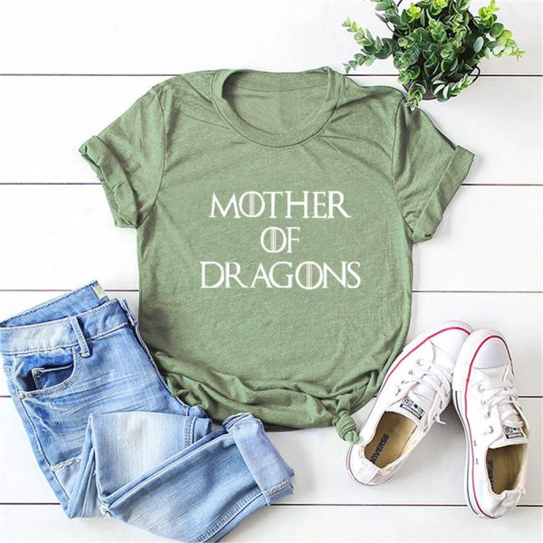 T-shirt MOTHER OF DRAGONS Lettre Imprimer T-shirt Femmes T-shirts graphiques mignons Oneck Manches courtes T-shirt décontracté Harajuku Été Femmes T-shirts