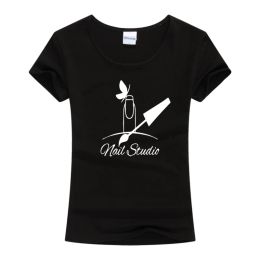 T-shirt Nieuwe Nagellak Schoonheid Zomer Oneck Korte Mouw Manicure Salon TShirt Vrouwen Katoen Tees Tops Vrouwelijke Grappige mode Top Tee