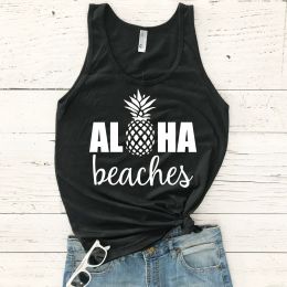 T-Shirt Nouvelles Femmes Débardeurs D'été Sans Manches Aloha Plages Ananas Racerback Débardeurs Mode Été Décontracté Oneck Dames Hauts Tee