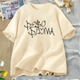 T-shirt Peso Pluma T-shirt pour femmes T-shirt d'été à manches courtes T-shirts en coton imprimé décontracté vêtements à manches courtes vêtements esthétiques hauts