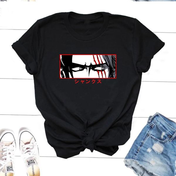 T-shirt aux cheveux rouges Shanks T-shirts Anime pour femmes Akagami No Shanks Eyes Graphic Tees Casual Cotton Short Sleeve Oneck Tshirt Vêtements