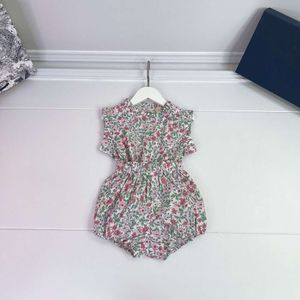 T-shirt Summer Children's Wear Line's Girls ’Small fragmented Flower Match Flying Flying Short T Shorts 2 pièces Set Pastoral Style