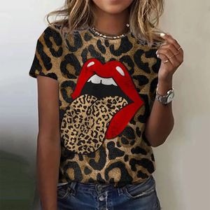 T-shirt zomermode korte mouw T-tops 3D print o-neck casual t shirt voor dames luipaardkleding voor sexy meisje 240410