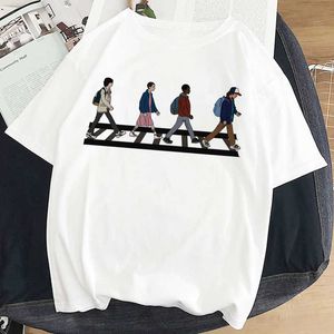 T-Shirt Zomer Top vrouwen Vrouwelijke Harajuku Grappige Film Shirt Wit Casual Tee Stranger Fun T-shirt P230603
