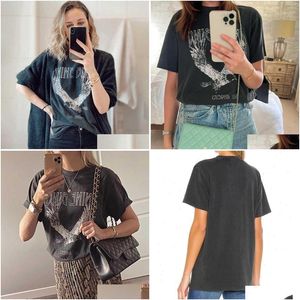 Camiseta Super Chic Summer Round Tlover Cotton Womens Black Bing Eagle Estampado TEE ZA Drop de entrega de ropa Tops T DHNKT78