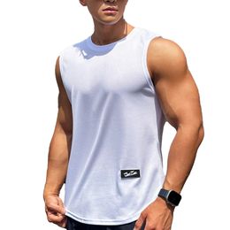 Camiseta Camiseta de tanque con estilo de moda de verano Hombres hombres sin mangas deportivo de color sólido suave Vestible fino 240411