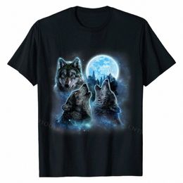 T-shirt Trois malheurs hurlant sous Icy Full Mo, Loup gris Nouveaux hommes Top T-shirts Tops personnalisés Chemises Cott Fiable o60k #