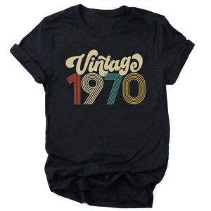 Camiseta Vintage de cumpleaños de 1970, camisetas de fiesta de cumpleaños de cuarentena de los años 51 y 70, camisetas Harajuku para mujer, camisas informales holgadas, ropa de calle