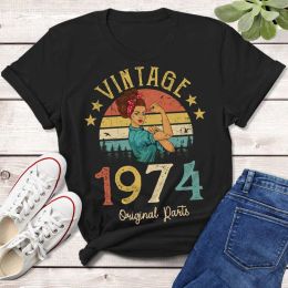 T-shirt vintage 1974 parties originales Tshirt 50 ans 50e anniversaire IDEAGE DES FEMMES FILLES MOME MOME femme fille Vêtements rétro Tshirt
