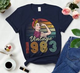 T-shirt vintage 1983 Shirt d'anniversaire en édition limitée 40e anniversaire pour femme et amis à manches courtes t-shirts o cou