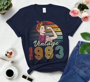 T-shirt Vintage 1983 Limited Edition Birthday Shirt 40th Birthday for Wife and Friends Short Sleeve Top Tees O Neck Goth Drop verzending