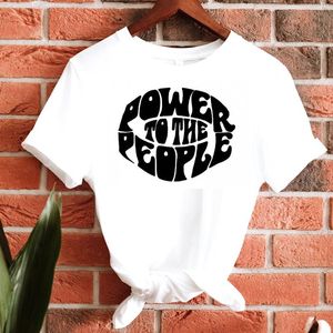 T-shirt vintage stijl kracht voor de mensen slogan mode t-shirt dames zomer casual ringer tee gelijkheid shirt justitie grafische tops