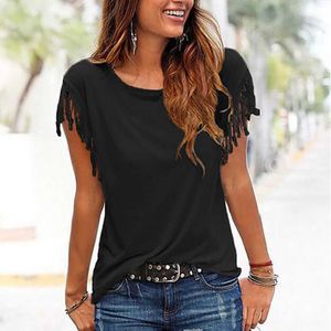 T-shirt vrouwen casual mode t-shirt harajuku tops tee losse kwast korte mouw multicolor t-shirt zomer vrouwelijke t-shirts # t2p x0628