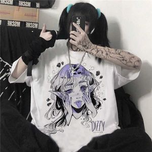 Camiseta de mujer de dibujos animados Sweetheart Girl Extra grande ropa de calle japonesa Harajuku gótico Casual Top camiseta de manga corta P230603