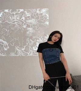 T-shirt femme Denim réservoirs haut court Camiso Fa court Streetwear Patchwork Tube mince réservoir Yq240307
