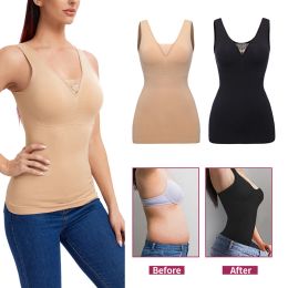 T-shirt Femmes Slimming Body Shaper Giff Shaper Saminmage Tamim Control Tank Top Vest Bodys Bodys Shapewear Tummy Taist Corset Girdle