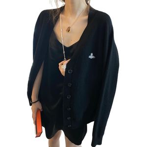 T-shirt Femmes Sweater Mabier Black Cardigan broderie fine tombe Loose Vnezck Vneck Cashmere Knit Cardigan Fashion Party Robe