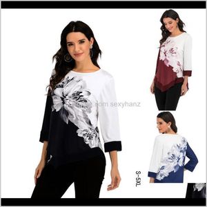 T-shirt Womens Apparel Drop Levering 2021 4XL 5XL Plus Size Dameskleding Tops Floral Print Lente Zomer Losvallende Casual Vrouwelijke T-shirt Kore