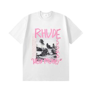 T-shirt Dames Designer t Rhude Borst Letter t Kleding Mannen Tee s Luxe Merk T-shirts Heren Korte Mouw Amerikaanse maat S-xxl