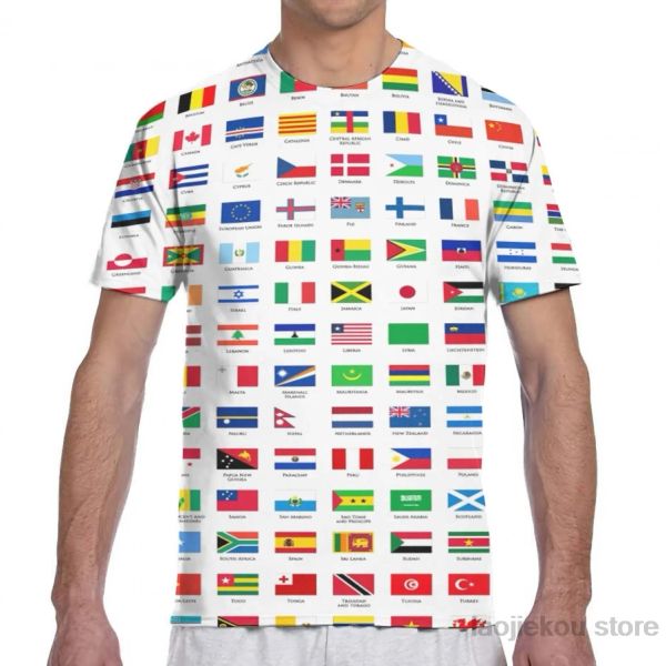 T-shirt World Flags Men Tshirt Femmes partout imprime