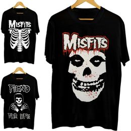 T-shirt Y2K Mens Womens Harajuku Gothic Hip Hop Graphic Printing Cotton Round Neck Misfits TEES OUVERSIE TEES COUPE CHEZ TOPS 240504