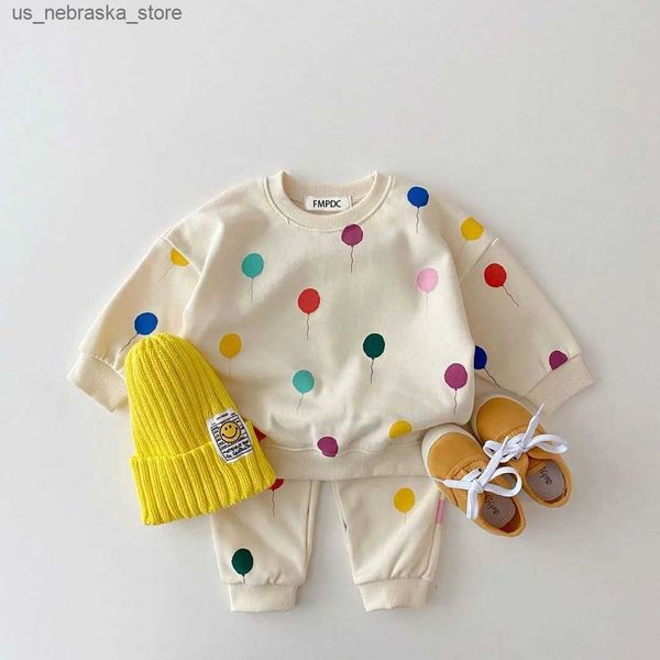 T-shirts 0-3 Vêtements de bébé de 0 à 3 ans Vêtements décontractés pour enfants Girls et garçons Balloons imprimés mignons ensembles de pyjama d'été