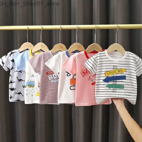 Camisetas 1-6 años Niños Camiseta de algodón Bebés Bebés Niños Dibujos animados Camisetas de manga corta Niño Tops lindos Envío gratis Q240218