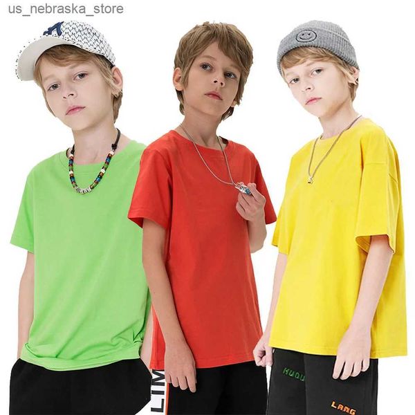 T-shirts T-shirt d'été 100% coton pur pour enfants garçons et adolescents vêtements de sport bébé noir rouge à manches courtes enfants top q240418