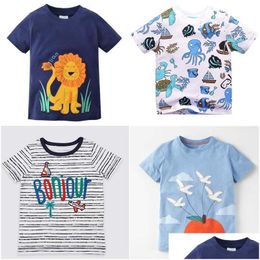 Camisetas 14 estilo crianças roupas camiseta meninos menina 100% algodão manga curta desenhos animados dinossauro leão letras verão bebê, crianças maternidade bab dhp0i