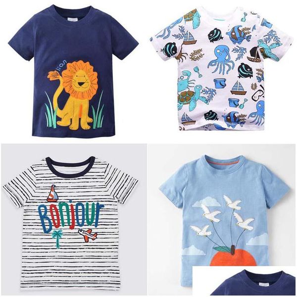 T-shirts 14 Style Enfants Vêtements T-shirt Garçons Fille 100% Coton À Manches Courtes Dessin Animé Dinosaure Lion Lettres Bébé D'été, Enfants Maternité Bab Dhp0I