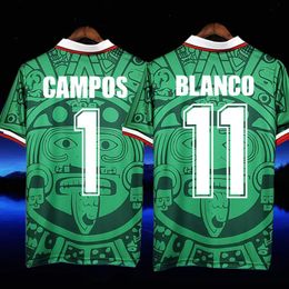 T-Shirts 1998 MEXIQUE RÉTRO FOOTBALL CHEMISE MAILLOT DE FOOTBALL ACCUEIL CAMPOS BLANCO CAMISA DE TIME FUTEBOL MAILLOT UNIFORME EN STOCK