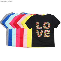 T-shirts 2-12y enfants T-shirt Coton Coton Summer Girl Vêtements Toddler Tees Couchons courts Tops Love Floral Cartoon Baby T-Shirts Children Clothingl2404