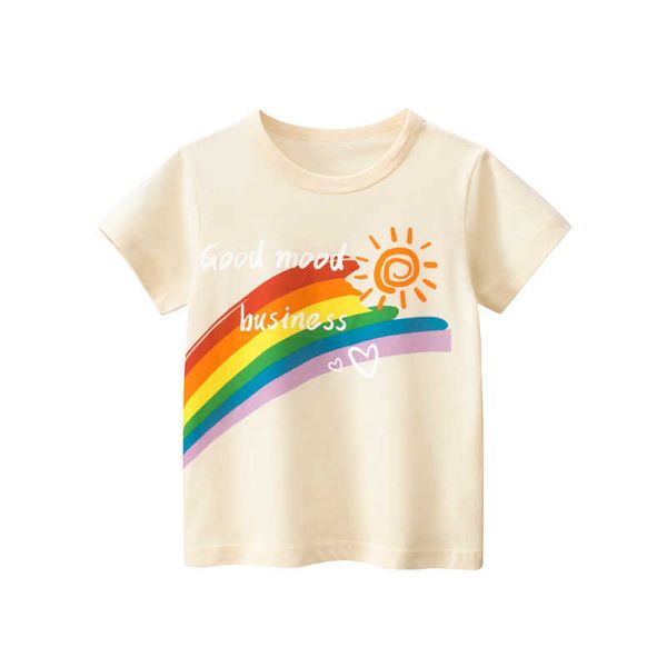 Camisetas 2-8T Camiseta de arcoíris para niños pequeños, ropa para niñas, Top de verano, camiseta con estampado de manga corta para niños, trajes informales para niños AA230330