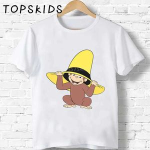 T-shirts 2019 Childrens Curious George Cartoon Imprimé T-shirt Girl / Boy singe amusant Animal Baby Clothing Childrens Summer T-shirtl2405