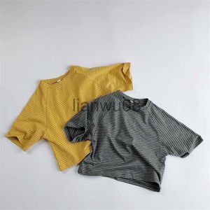T-shirts 2020 nouveau été Style coréen enfants à manches courtes t-shirt enfants haut rayé enfant en bas âge chemises amples x0719