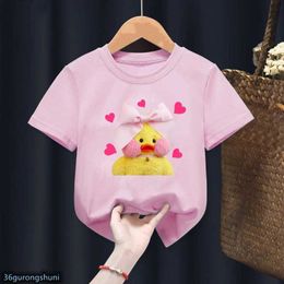 Camisetas 2022 Camiseta para niñas Nuevas listas lindas Lalafanfan Toy Kids Birthday Gifth Camiseta Kawaii Girls Tops Pink Slewer Slewer Y240521