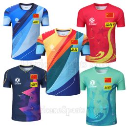 T-shirts 2023 Championnat Chine Team Table Tennis Shirts Short Men Femmes Childre