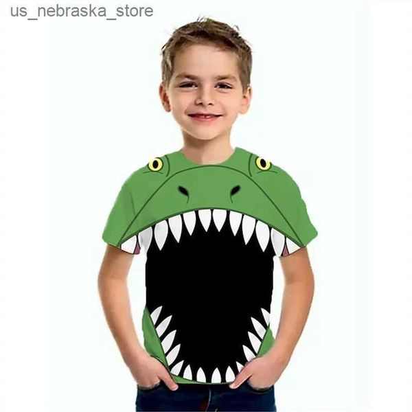 T-shirts 2023 Childrens T-shirts garçons et filles chemises de dinosaure pour enfants