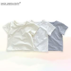 T-shirts 2023 en été enfants bébé filles garçons à manches courtes couleur unie haut t-shirts enfants enfant en bas âge pur coton vêtements 230620