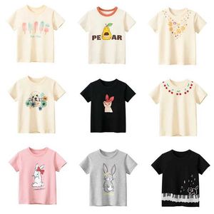 T-shirts 2023 coréens d'été à manches courtes à manches courtes enfants T-shirts imprimés 2-8 ans en coton pour tout-petit girl