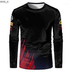 T-shirts 2023 Heren F1 Formule 1 Racing Black T-shirt met lange mouwen Boze koe Ademend Casual Sportswear Luxe ontwerper Spring EWCP