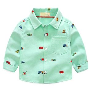 T-shirts 2023 Nouvelle arrivée enfant garçons filles chemises de voitures mignonnes motifs coton enfants vêtements à manches longues