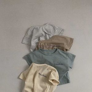 T-shirts 2023 Summer Boy Girl Baby Striped Short Sleeve T-Shirt Fashion Children Letter Tops Kid Katoen Loose Casual T-stukken Infant Kleding 240410