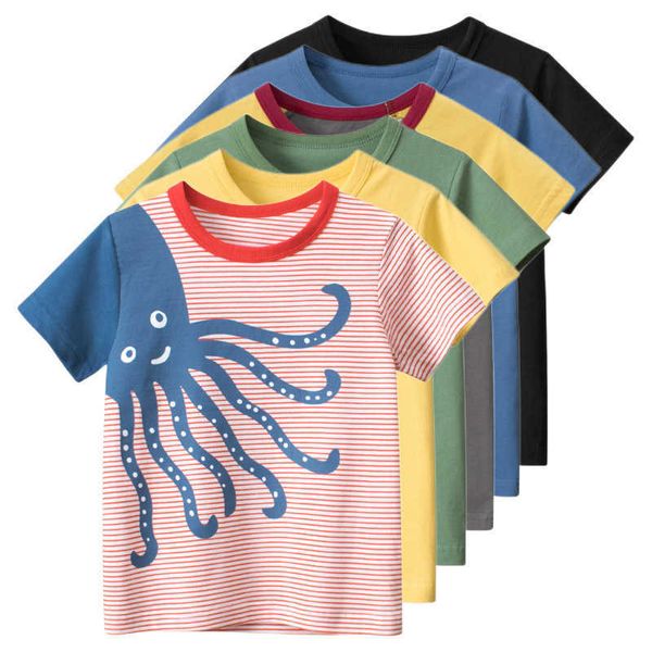 Camisetas 2023 verano pulpo de dibujos animados camiseta niños manga corta algodón camiseta niño ropa dinosaurio niños Tops Dropshipping AA230511