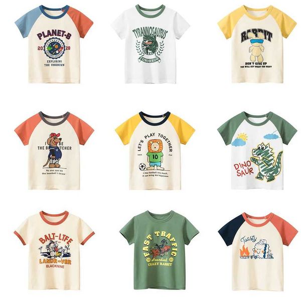 T-shirts 2023 Été enfants garçon à manches courtes t-shirts graphiques dessins animés en tout-bas-enfant de 2 à 8 ans