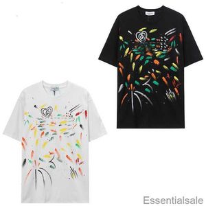 T-shirts 2023 Été Lanvins Coloré Designer Tees Splash Ink Graffiti Peint à la main Imprimé Luxe Italie Sports Casual Lâche Manches courtes T-shirts GWMR