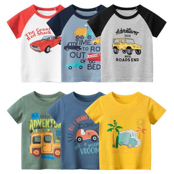 Camisetas 2023 verano nueva camiseta de coche de dibujos animados niños niñas manga corta cuello redondo niños camiseta niños usan moda algodón Tops camisetas AA230511