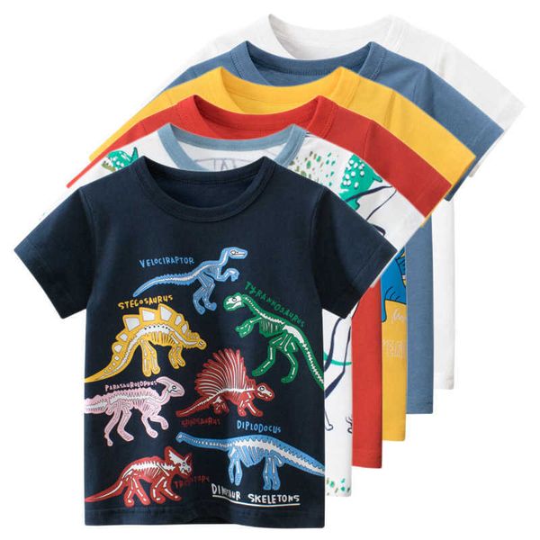 Camisetas 2023 verano nueva camiseta de dinosaurio de dibujos animados niños ropa de moda de manga corta de algodón Tops niños camiseta Dropshipping AA230511