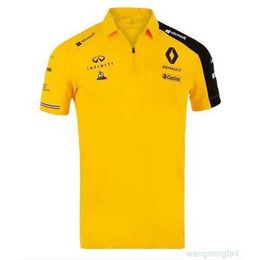 T-shirts 2023 Zomer Nieuwe F1 Renault Racing Pak Mannen Sneldrogend Shirt Met Korte Mouwen Polo Kraag Zweetafvoerende motorfiets 2py0