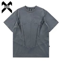 T-shirts 2023 Été Tactical Mens Techwear Patch Work Design Function Clothing Street Haruku Black T-shirt Top 240426